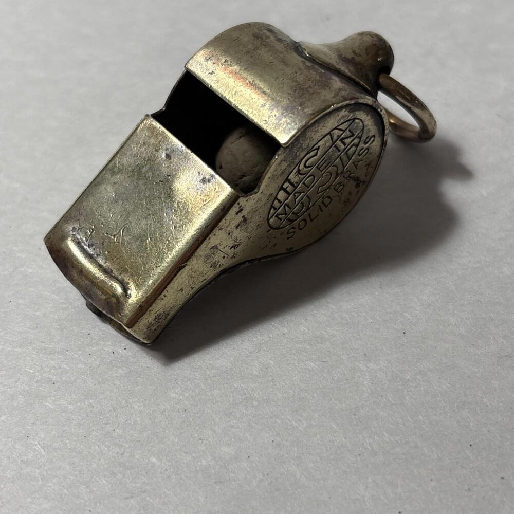 Vintage Solid Brass Drill Whistle Made in USA Working